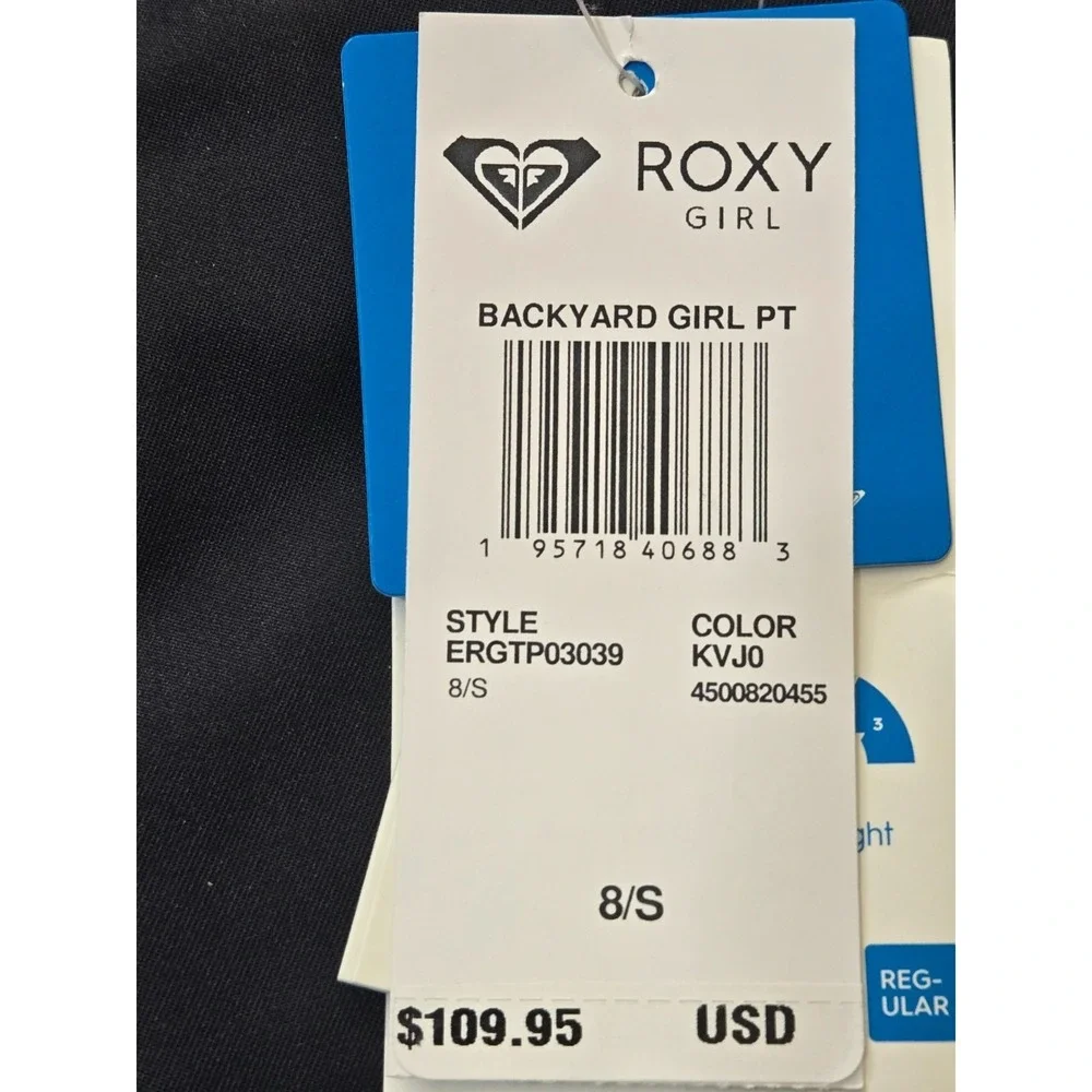 Roxy Backyard Snow Pant Girls Size 8 Black NWT